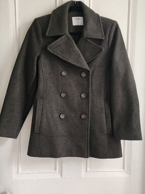 Old Navy Women's Dark Green Double-Breasted Peacoat
